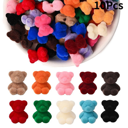 Flocked Bear Resin Beads