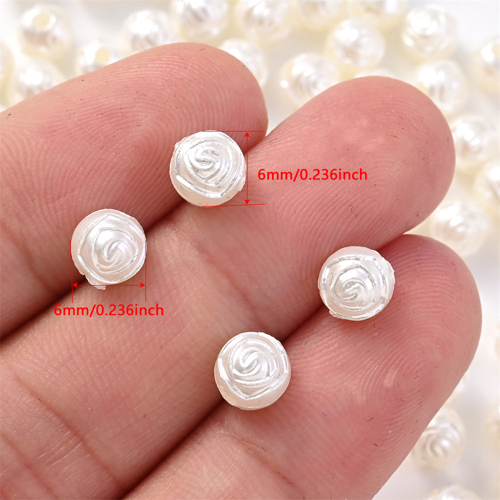 White Rose Acrylic Beads