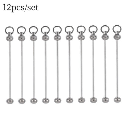 Metal Blank Bar Beadable Keychain Set