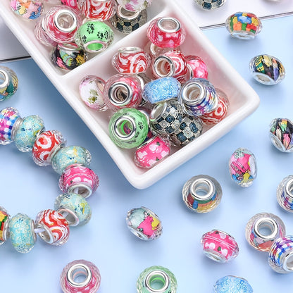 Color Printed Acrylic Large Hole Beads