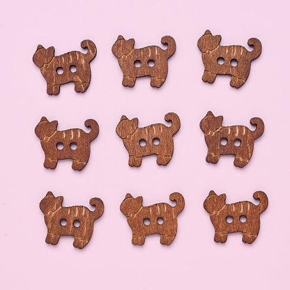Kitten Wood Double Hole Buttons