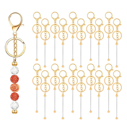 Golden Beadable Keychain Findings with Lobster Clasps
