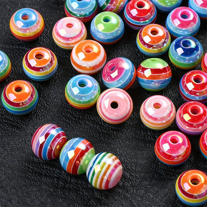 Rainbow Striped Resin Beads
