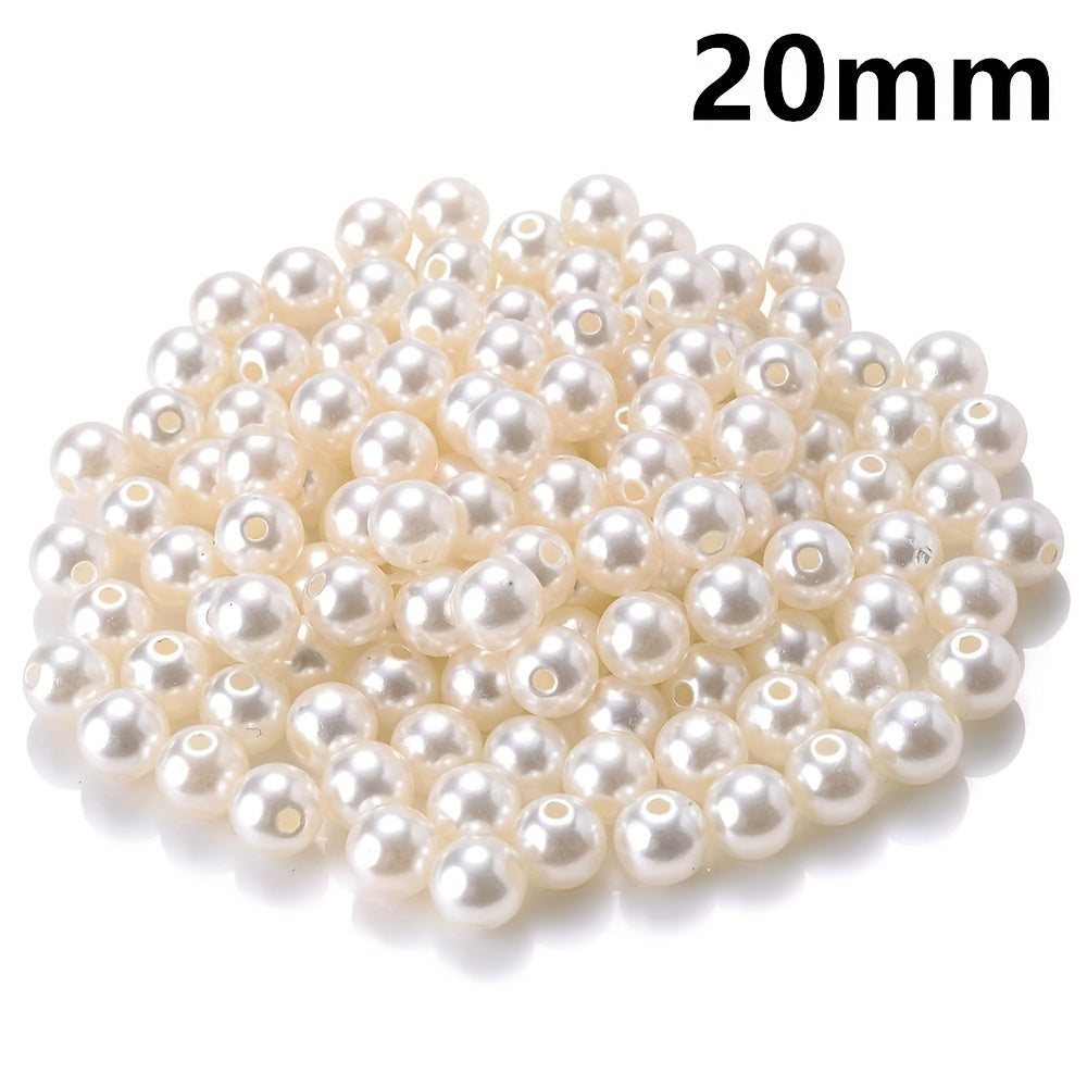 10PCS 20mm White & Beige Round Acrylic Bead Set