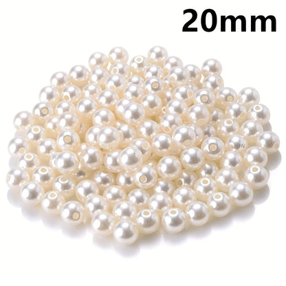 10PCS 20mm White & Beige Round Acrylic Bead Set