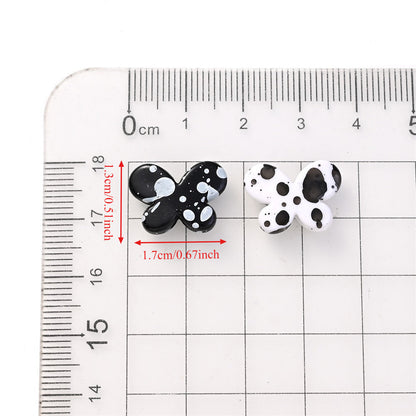 Black White Spotted Butterfly Acrylic Spacer Beads