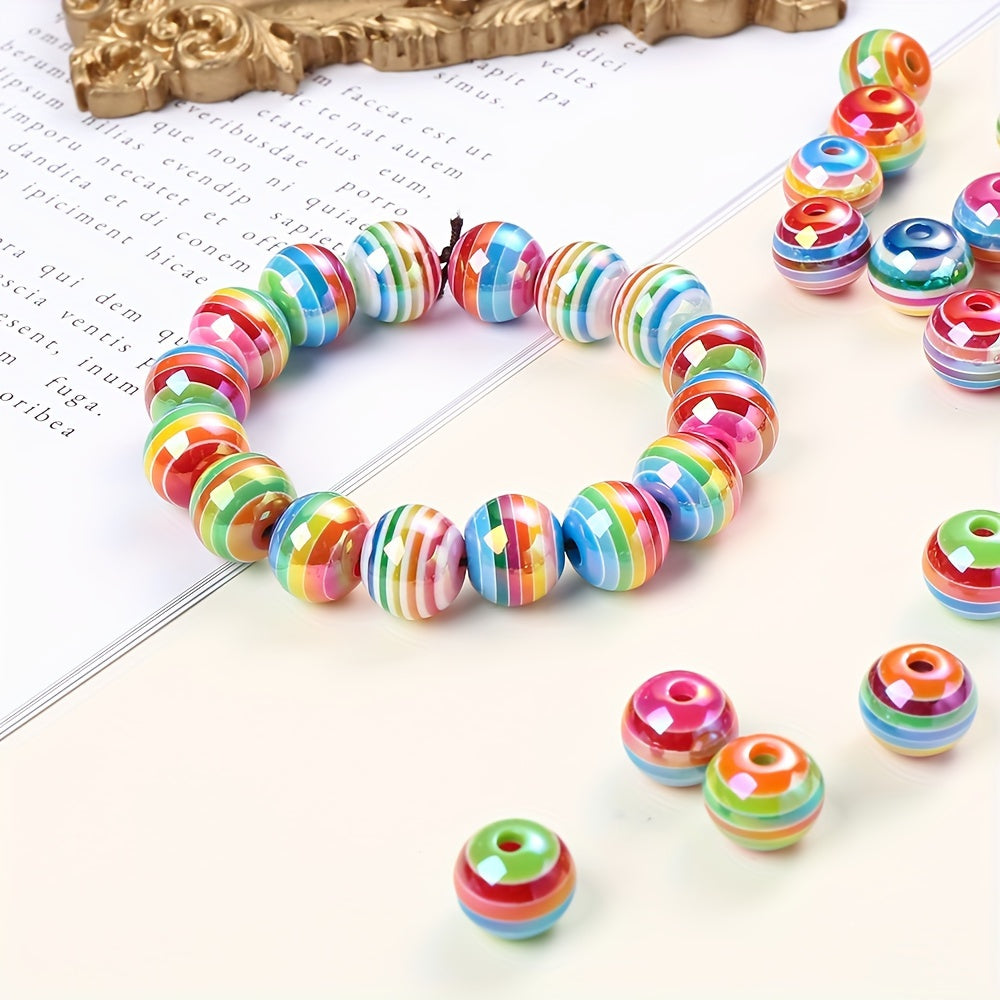 Rainbow Striped Resin Beads