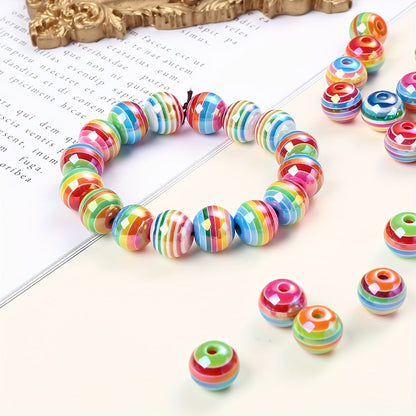 Rainbow Striped Resin Beads