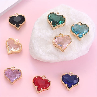 Faceted Heart Rhinestone Pendants