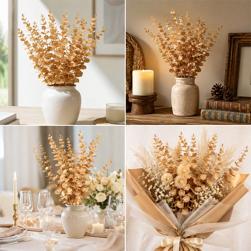 Golden Artificial Eucalyptus Branches