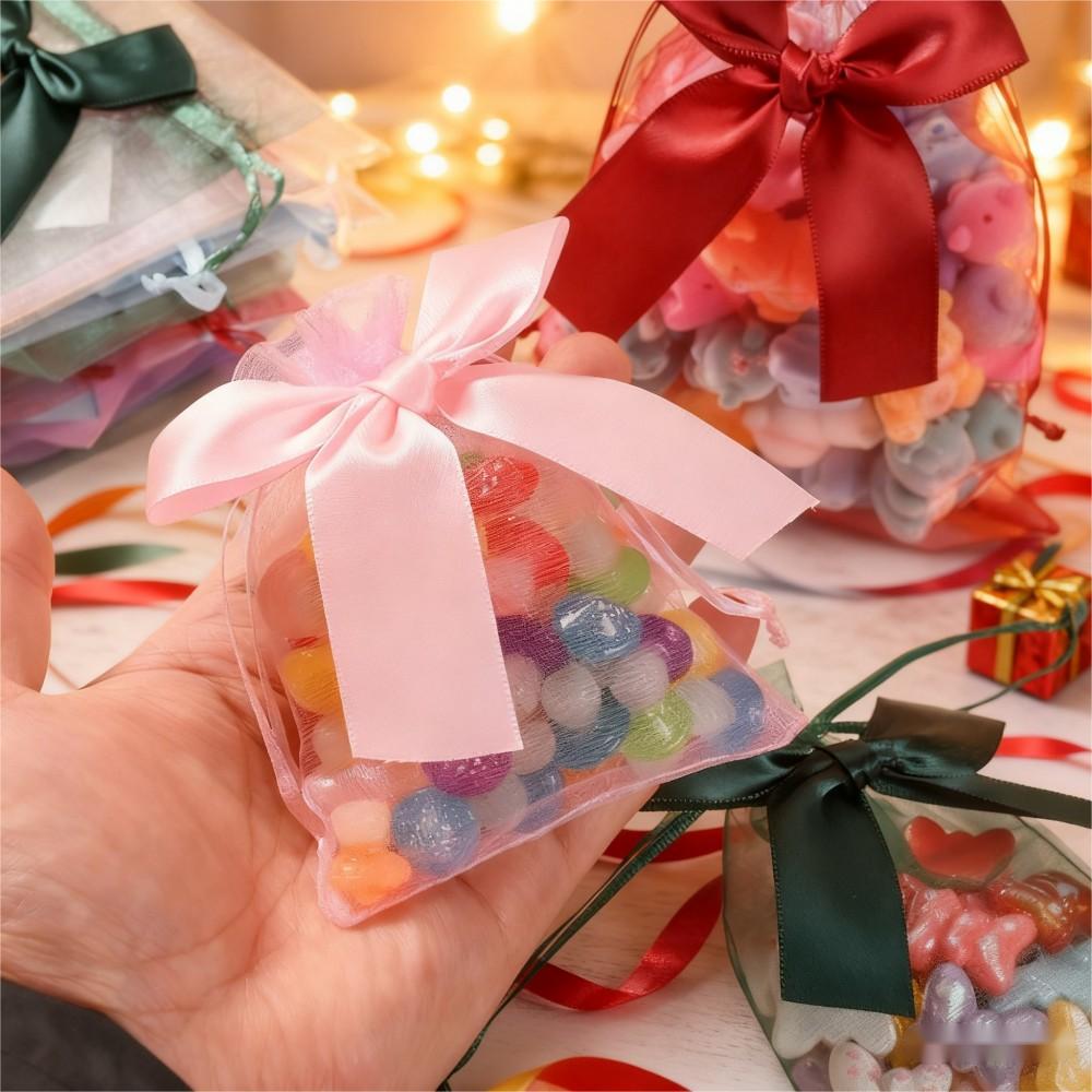10PCS Organza Drawstring Gift Bag Set with Bowknot