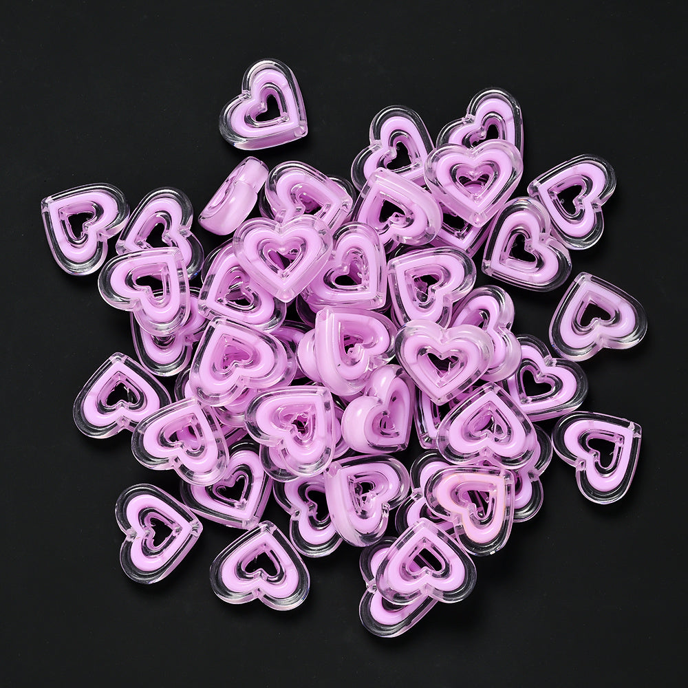 Acrylic Heart-Shaped Beads