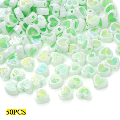 Shiny Heart Acrylic Spacer Beads