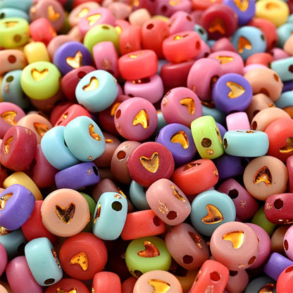 100PCS 4×7mm Heart-Shaped A-Z Letter Acrylic Bead Set