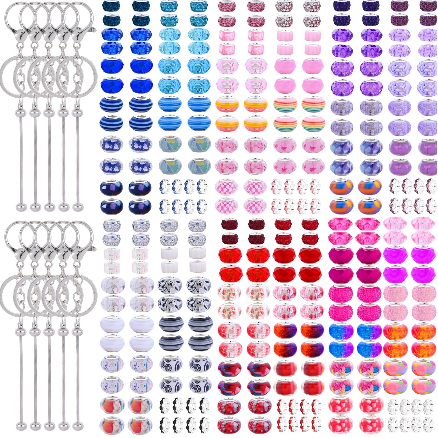 Silver Beaded Keychain Making Kit