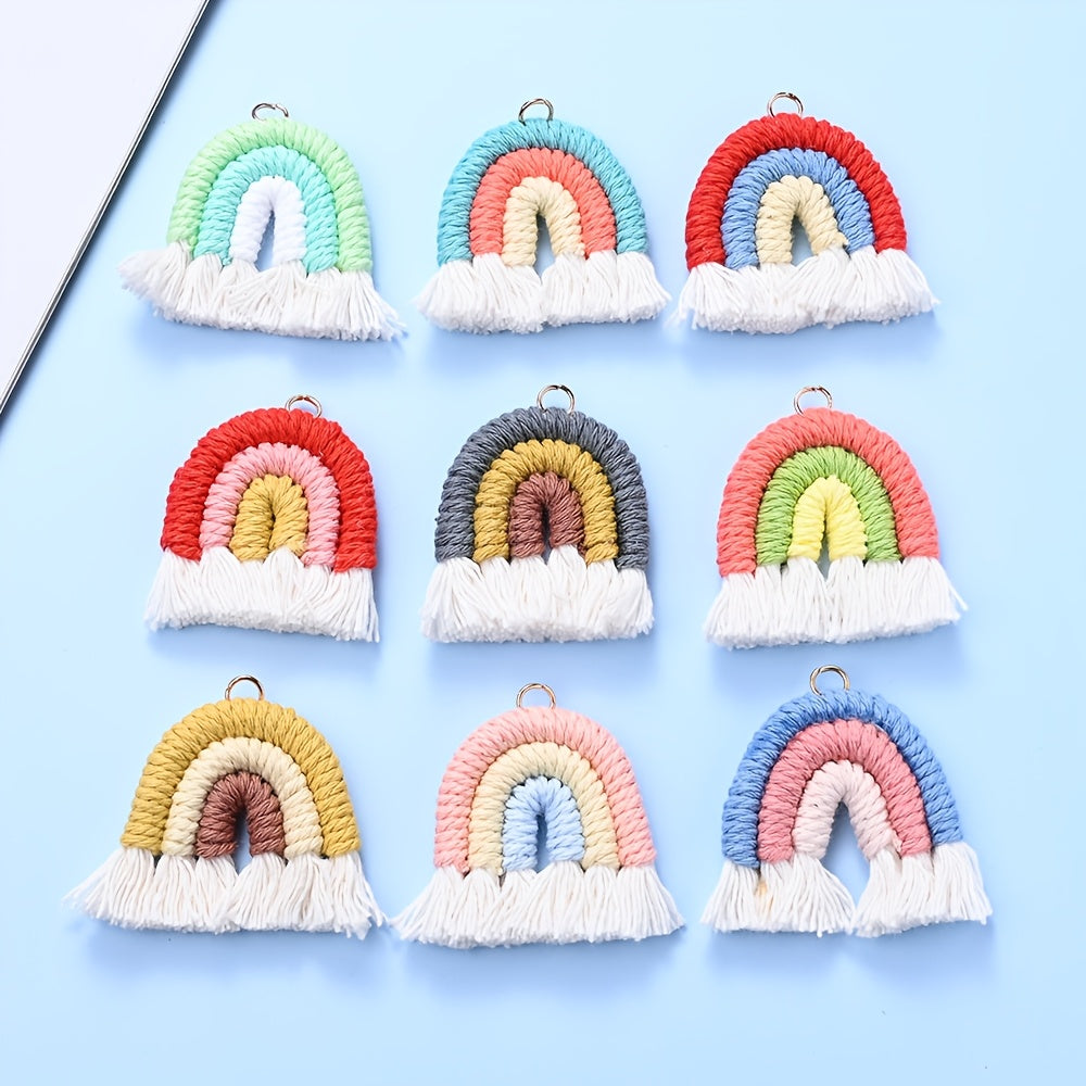 2PCS 33×39mm Rainbow Tassel Pendant Set