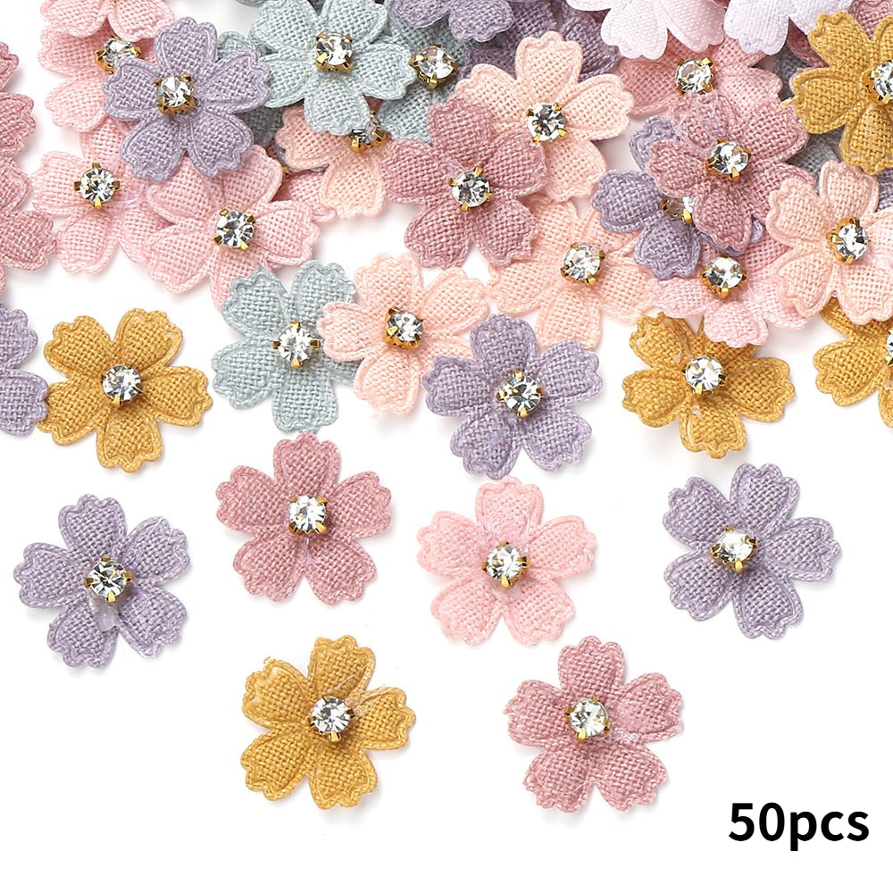 2.1x2.1 cm Rhinestone Flower Sewing Patches