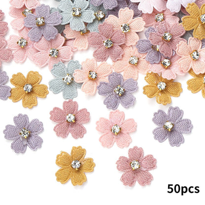 2.1x2.1 cm Rhinestone Flower Sewing Patches