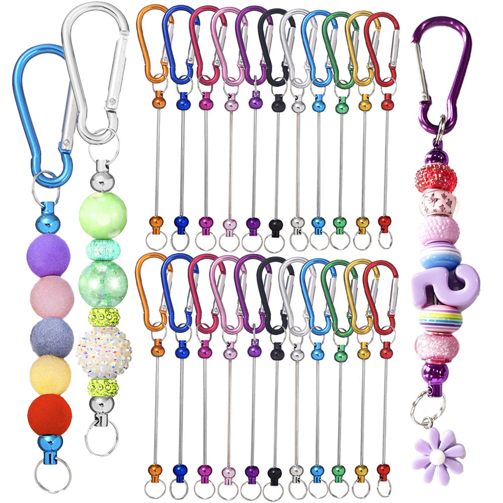 22-Piece Multicolor D-Shaped Beadable Keychain Hooks