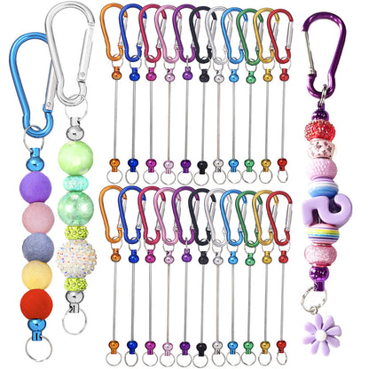 22-Piece Multicolor D-Shaped Beadable Keychain Hooks