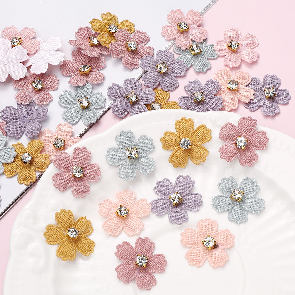 2.1x2.1 cm Rhinestone Flower Sewing Patches