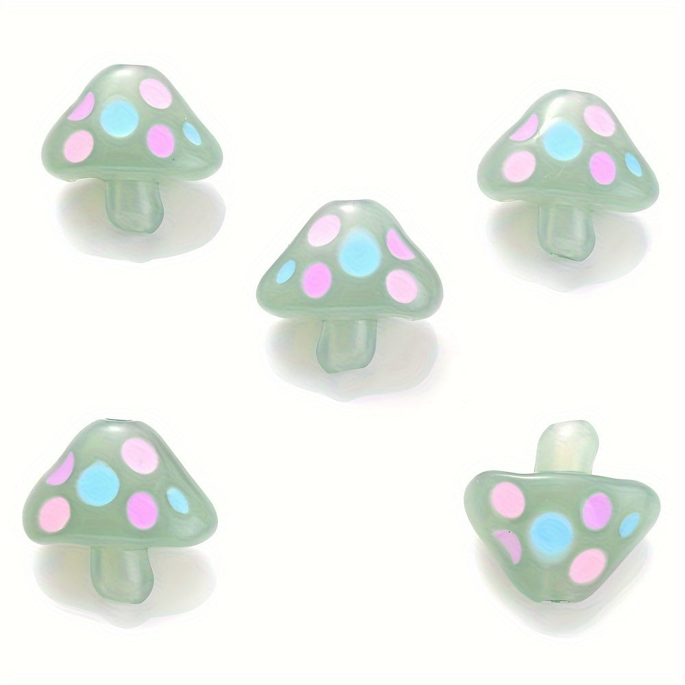 5PCS 17×19mm Luminous Mushroom Acrylic Bead Set
