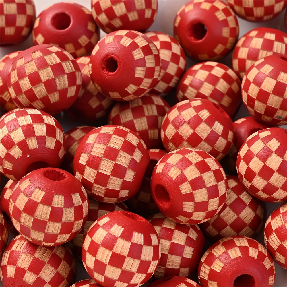 Checkerboard Wooden Spacer Beads