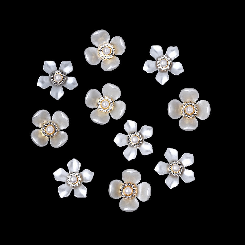 White Acrylic Petal Patch Beads