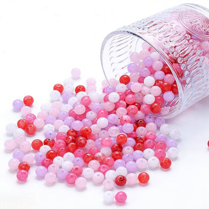 200pcs 8mm Valentine's Day Themed Pastel Pink Gradient Beads