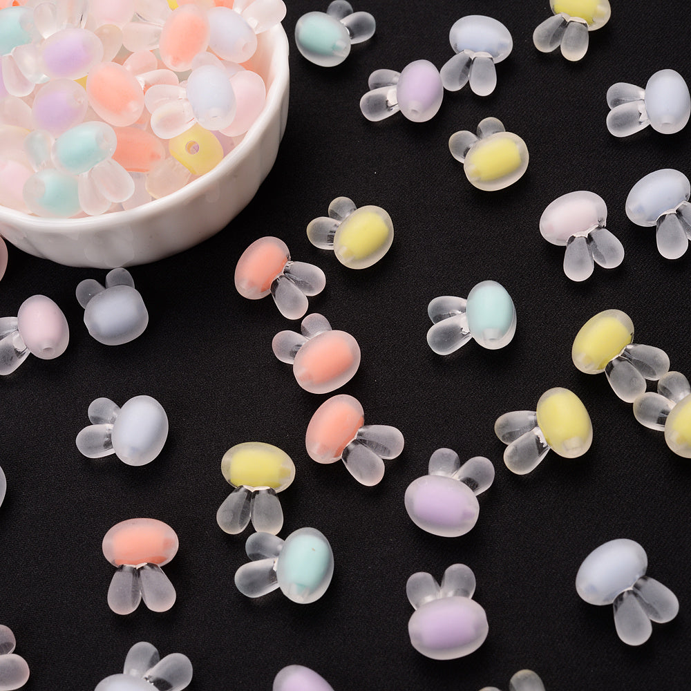Colored Rabbit Head Acrylic Spacer Beads