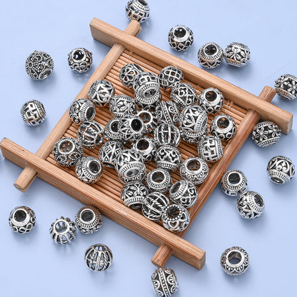 Retro Hollow Zinc Alloy Large Hole Spacer Beads