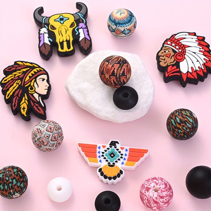 Tribal Theme Silicone Beads Set
