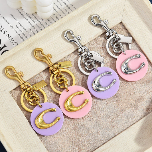 1PC 10.5cm Rainbow C Letter Keychain Bag Charm
