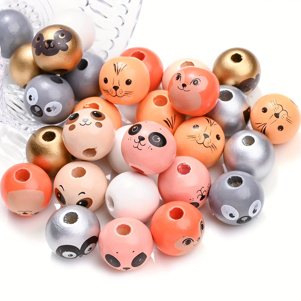 Animal Pattern Wooden Beads