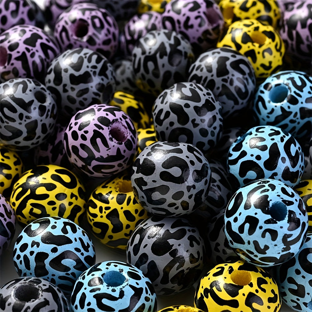Leopard Print Wooden Beads