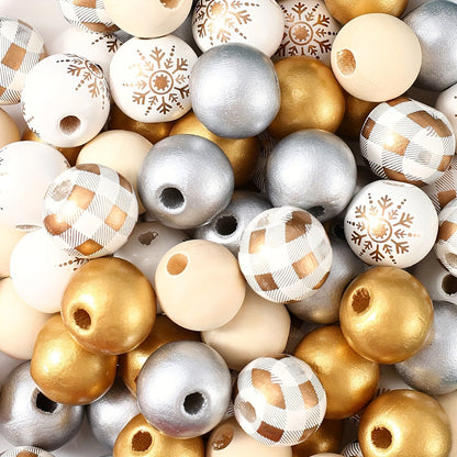 Christmas Wooden Round Beads