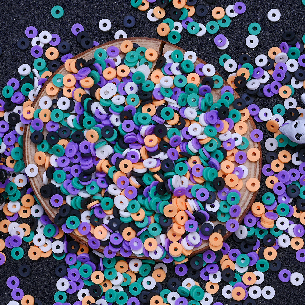 8000-Piece Random Mixed Halloween Polymer Clay Disc Beads