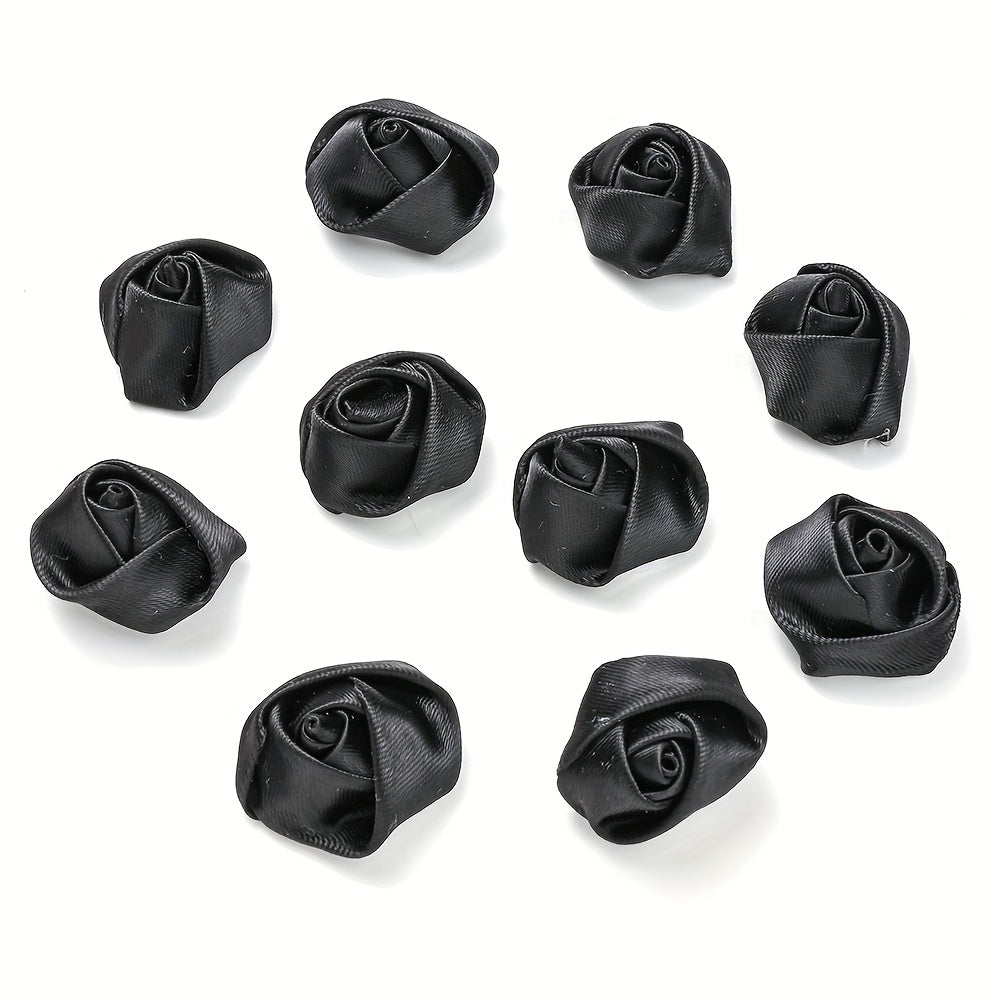 10PCS Multicolor Fabric Rose Bud Flower Embellishment Set