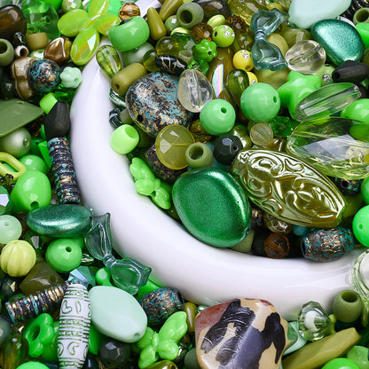 Mixed Light Green Irregular Acrylic Beads