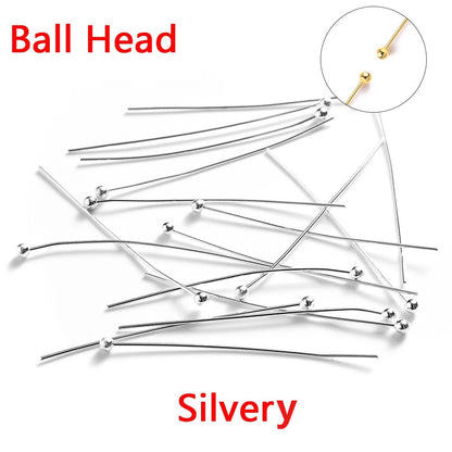 200-Piece 16-50 mm Flat Head Jewelry Head Pins