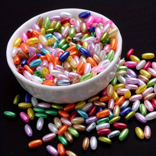 100PCS 4×8mm Colorful Oval Acrylic Bead Set