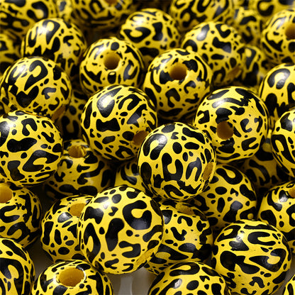 Leopard Print Wooden Spacer Beads