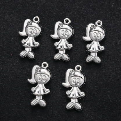 20PCS Gold & Silver CCB 3D Cartoon Boy & Girl Pendants