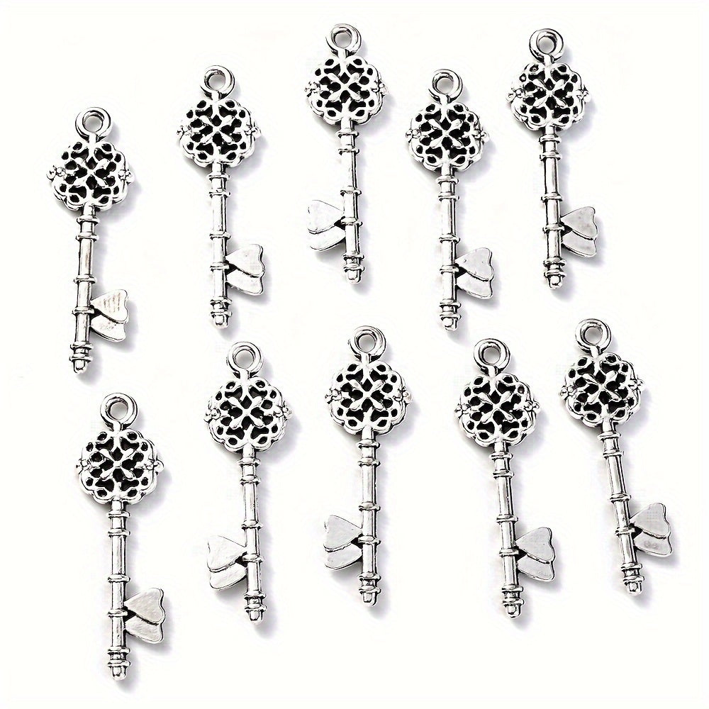 20PCS Retro Mixed Cross, Flower, Heart & Owl Metal Pendant Set