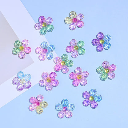 10PCS 25mm Glitter Lucky Flower Resin Embellishment Set