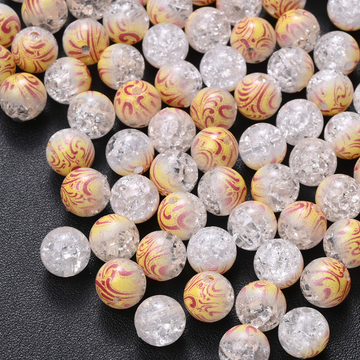10mm Acrylic Gradient Cracked Beads - DIY Jewelry Making Kit for Bracelets