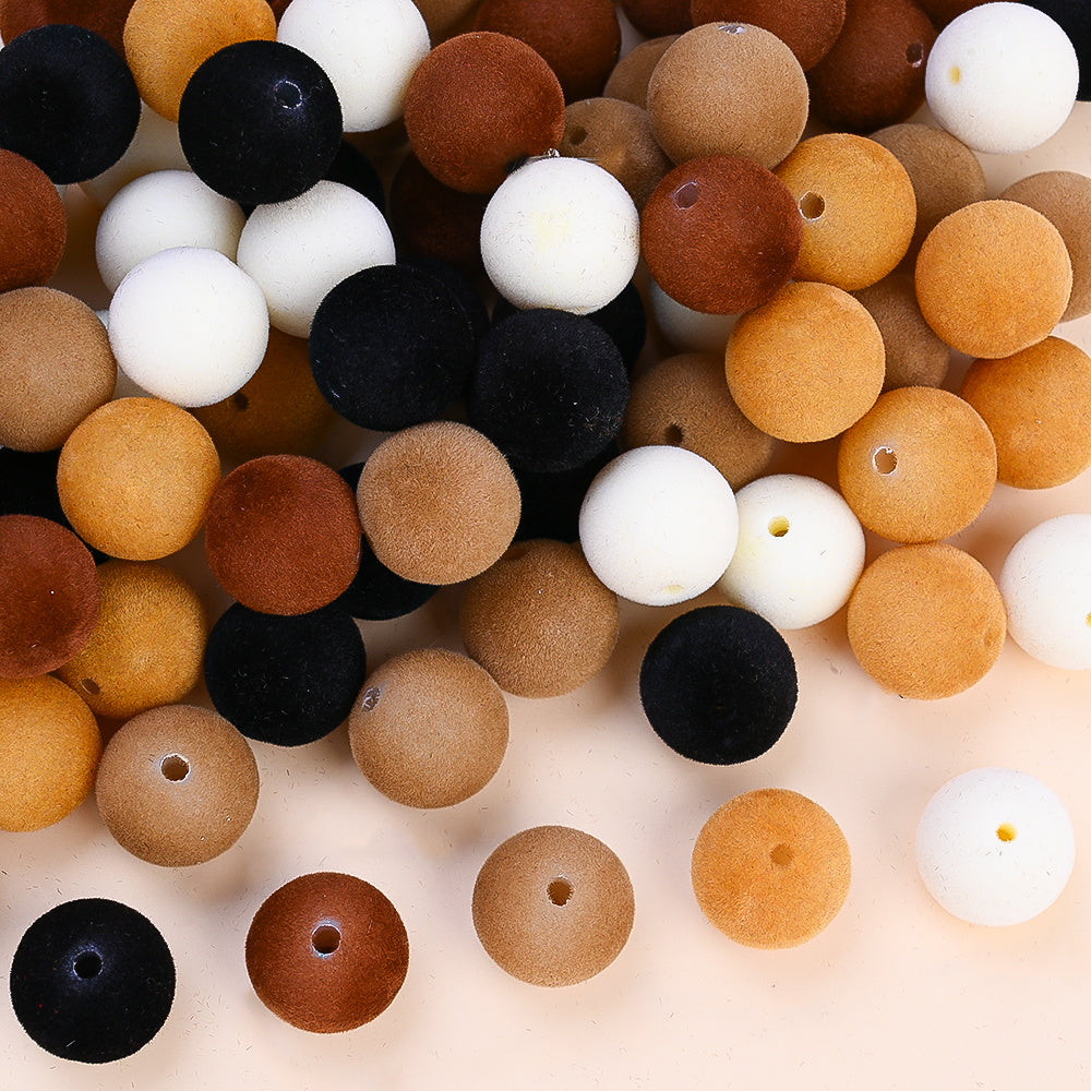 Brown Acrylic Flocked Large Hole Beads