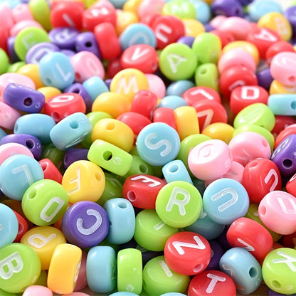 100PCS 4×7mm Heart-Shaped A-Z Letter Acrylic Bead Set