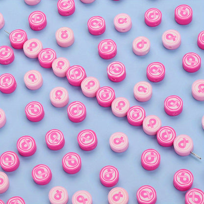 9 mm Breast Cancer Awareness-Themed Polymer Clay Beads