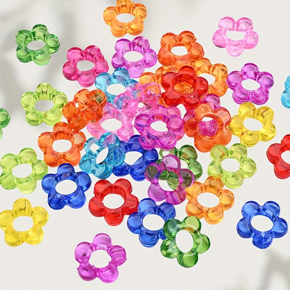 100-Piece 13 mm Clear Hollow Candy Color Flower Acrylic Beads